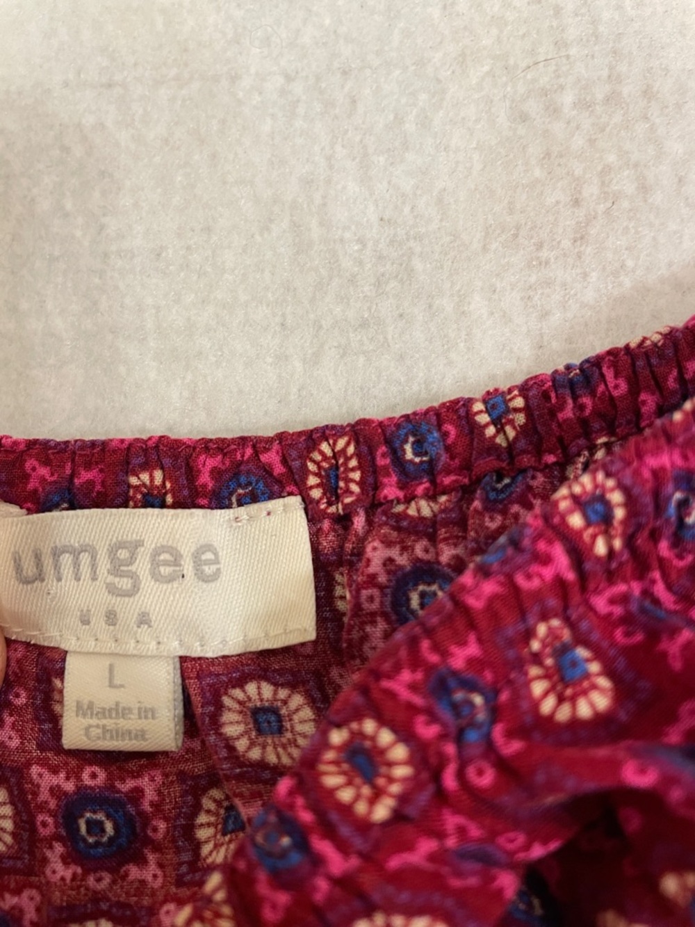 Umgee Raspberry Multi-Color Boho Tunic - Picture 2 of 4